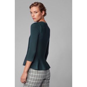 Catherine Maladrino Dark Green Peplum Sweater